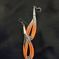 Native American Liquid Silver Heishi Dangle Earrings | Orange Coral | Sterling Silver | 2" | 2033