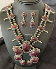 Navajo Purple Squash Blossom Naja Necklace Pendant | Sterling Silver Spiny | Authentic Native American Handmade | 12181