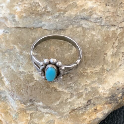 Southwestern Old Pawn Navajo Blue Turquoise Ring | Sterling Silver | Sz 5.5 | 10774