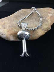Navajo Sterling Silver Naja Necklace Pendant | 3" | Authentic Native American Handmade | 10046