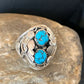 Navajo Blue Kingman Turquoise Feather Ring | Authentic Native American Sterling Silver | Multi-Stone | Sz 11.5 | 12220