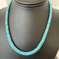 Navajo Blue Turquoise Heishi Necklace with Sterling Silver & Graduated Pearl Stab | Authentic Native American | 17" | 01184