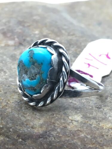 Native American Kingman Turquoise Navajo Ring | Sterling Silver | Sz 4.5 | 4450