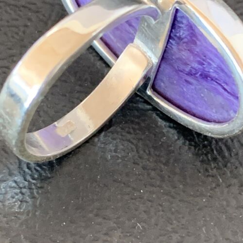 Navajo Purple Charoite Ring | Sterling Silver | Sz 7.5 Adjustable | Authentic Native American Handmade | 10527