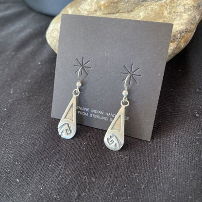 Native American Hopi Sterling Silver Dangle Earrings | Handmade | 01508