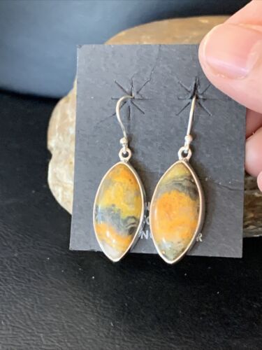 Native American Women's Navajo Bumblebee Jasper Earrings Set | Sterling Silver | 1565