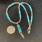 Navajo Blue Turquoise Pendant Necklace | Sterling Silver | Authentic Native American Handmade | 13835