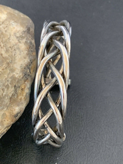 Old Pawn Navajo Wire Braid Bracelet | Sterling Silver | Authentic Native American Handmade | 10415