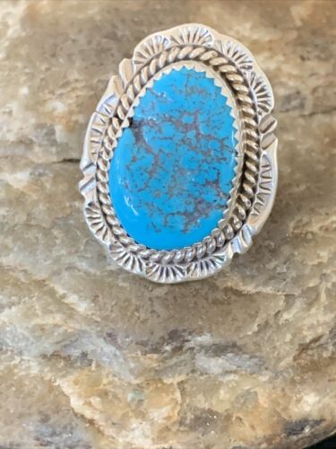 Southwestern Navajo Blue Kingman Turquoise Ring | Sterling Silver | Sz 7 | 12206