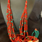 Southwestern Santo Domingo Red Coral Green Turquoise 5-Strand Jacla Necklace | 38" | Native American Handmade | 12052