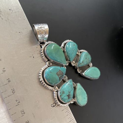 Navajo Pearls Naja Pendant Necklace | Multi-Stone Turquoise | Sterling Silver | Authentic Native American Handmade | 11354 - Masha USA