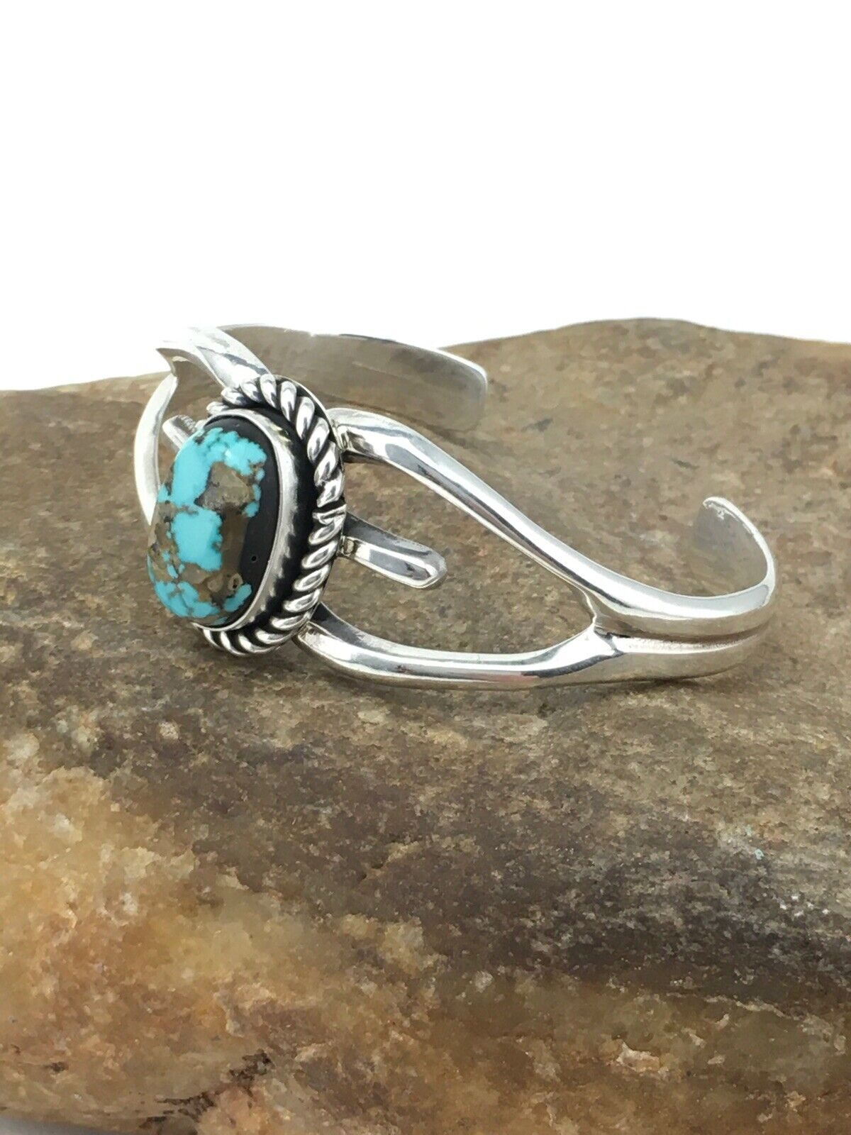 Native American Turquoise Cuff Bracelet | Navajo Sterling Silver | Handmade | 4745