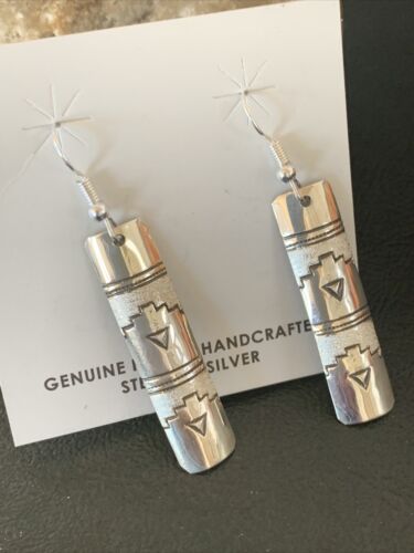 Navajo Stamped Sterling Silver Earrings Set | Authentic Native American Handmade | 11623