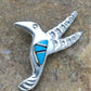 Navajo Hummingbird Inlay Pin | Turquoise | Sterling Silver | Authentic Native American Handmade | 2903