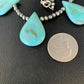 Navajo Teardrop Blue Turquoise Necklace | Sterling Silver Pearls | 20" | Authentic Native American Handmade | 13957
