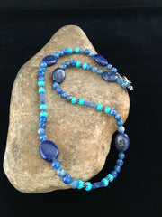 Native American Men's Navajo Lapis Lazuli Turquoise Necklace | Sterling Silver | 18" | 1726