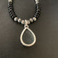 Native American Men's Navajo Pearl Necklace Pendant | Sterling Silver Black Onyx | 11908