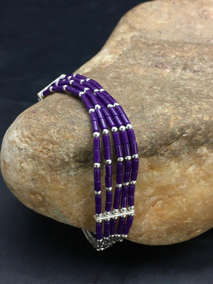 Native American Navajo Sugilite Heishi Bracelet | Sterling Silver | 7" | 2933