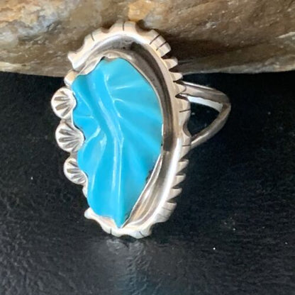 Navajo Blue Kingman Turquoise Ring | Sterling Silver | Sz 10 | Authentic Native American Handmade | 13530