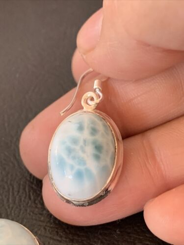 Navajo Blue Larimar Dangle Earrings | Sterling Silver Beads | Authentic Native American Handmade | 1615