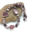 Navajo Purple Spiny Oyster Necklace | Sterling Silver | Authentic Native American Handmade | 20" | 2613