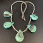 Navajo Teardrop Blue Turquoise Necklace | Sterling Silver Pearls | 20" | Authentic Native American Handmade | 13959