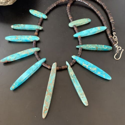 Navajo Blue Jasper Choker Necklace | Sterling Silver Shell Beads | 20" | Authentic Native American Handmade | 11460