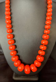 Navajo Graduated Bamboo Coral Strand Necklace | Sterling Silver | Authentic Native American | 22" | 13523