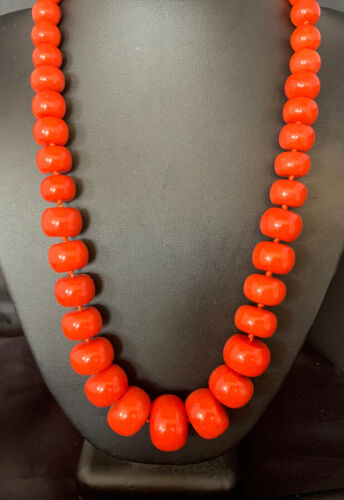 Navajo Graduated Bamboo Coral Strand Necklace | Sterling Silver | Authentic Native American | 22" | 13523