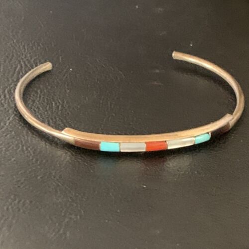 Navajo Multi-Color Bracelet | Sugilite Turquoise Coral | Sterling Silver | Authentic Native American Handmade | 13118