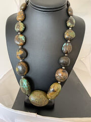 Navajo Graduated Sterling Silver Natural Blue Nugget Turquoise Necklace | Authentic Native American | 22" | 623