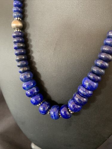 Navajo Lapis Lazuli Graduated Necklace | Sterling Silver | Authentic Native American | 18" | 11802