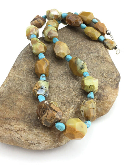 Native American Turquoise Nugget Necklace | Navajo Sterling Silver | 19" | 1139 - Masha USA