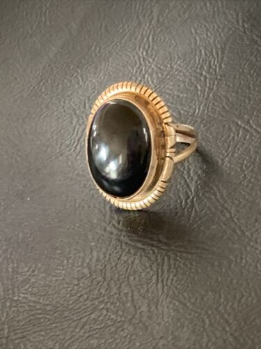 Native American Old Pawn Navajo Black Onyx Ring | Handmade Sterling Silver | Sz 7 | 11948