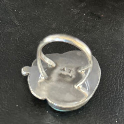 Navajo Blue Turquoise #8 Ring | Sterling Silver | Sz 9.5 | Authentic Native American Handmade | 14291