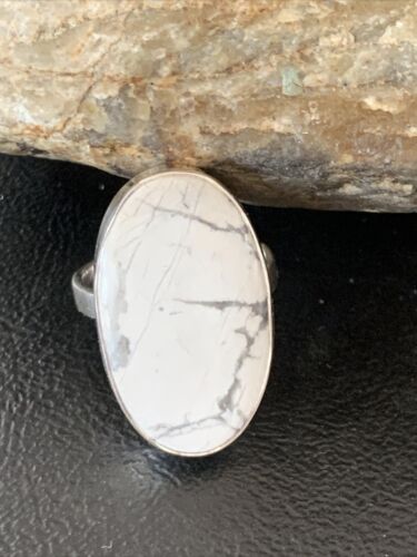 Southwestern Women's Navajo White Howlite Ring | Sterling Silver | Sz 8.5 | 11612