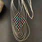 Multi-Color Liquid Silver Heishi Necklace | 7 Strand Sterling Silver Tubes | 18" | 12624