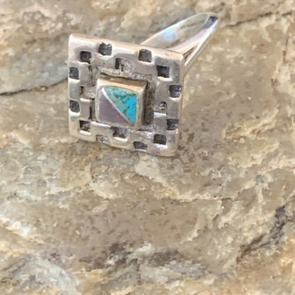 Native American Women's Navajo Blue Turquoise Sugilite Inlay Ring | Sz 7 | 11286