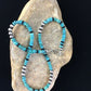 Native American Sterling Silver Necklace | Blue Turquoise & Onyx | 18" | 10027