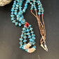 Santo Domingo Shell Turquoise Bead Pendant Jacla Necklace | 2 Strand | Pearls | Native American Handmade | 14633