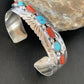 Navajo Blue Kingman Turquoise Coral Cuff Bracelet | 7 Strand | Sterling Silver | 12315