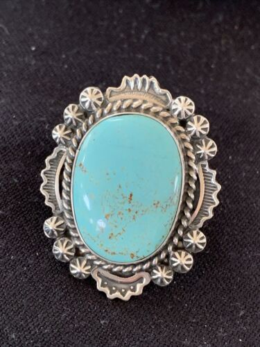 Southwestern Navajo Blue Kingman Turquoise Ring | Sterling Silver | Sz 9 | 01643