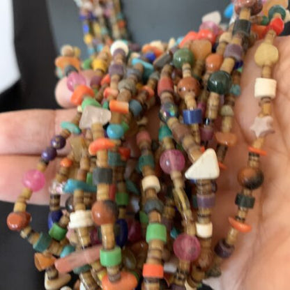 Southwestern Santo Domingo Red Coral Blue Turquoise Necklace | 10 Strand | 28" | 12454