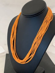 Stabilized Orange Spiny Oyster Heishi Necklace | 10 Strand | Sterling Silver | Authentic Native American Handmade | 619