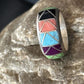 Multi-Color Blue Turquoise Gaspeite Inlay Ring | Sterling Silver | Sz 9 | 14501
