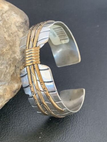 Navajo Sterling Silver Gold Filled Cuff Bracelet | Authentic Native American Handmade | 1577