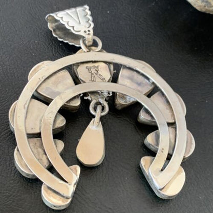 Navajo Green Royston Turquoise Pendant | Authentic Native American Sterling Silver | Naja | 12104 - Masha USA