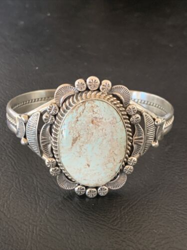 Navajo Dry Creek Turquoise Cuff Bracelet | Sterling Silver | Authentic Native American Handmade | 2118
