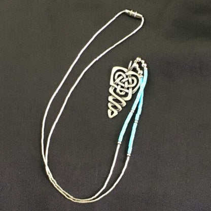 Native American Turquoise Heishi Bead Necklace Pendant | Sterling Silver | 18" | 10138
