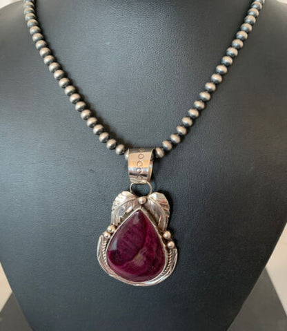 Navajo Purple Spiny Oyster Pendant | Sterling Silver | Authentic Native American Handmade | 804